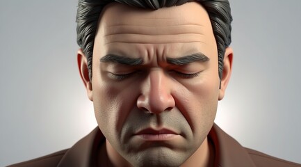 Obraz premium Sad upset disappointed depressed western man cartoon character