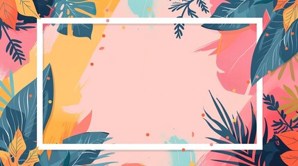 spring summer leaves tree branch foliage page print design, with blank empty space for mock up message background	
