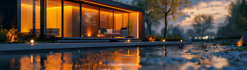 Futuristic Home Lighting Concept: AI Enhanced, Energy Efficient Systems for Optimized Ambiance in a Photo Realistic Setting