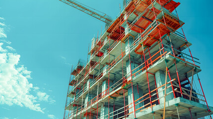 Construction site and sunset. View of a large construction site with buildings under construction 
