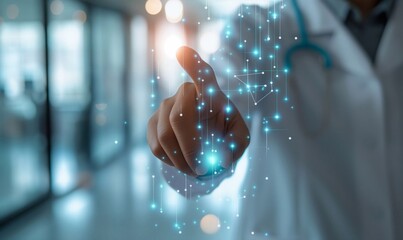 Doctor using advanced medical hologram technology data generative ai art
