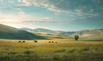 Obraz premium cows on the meadow