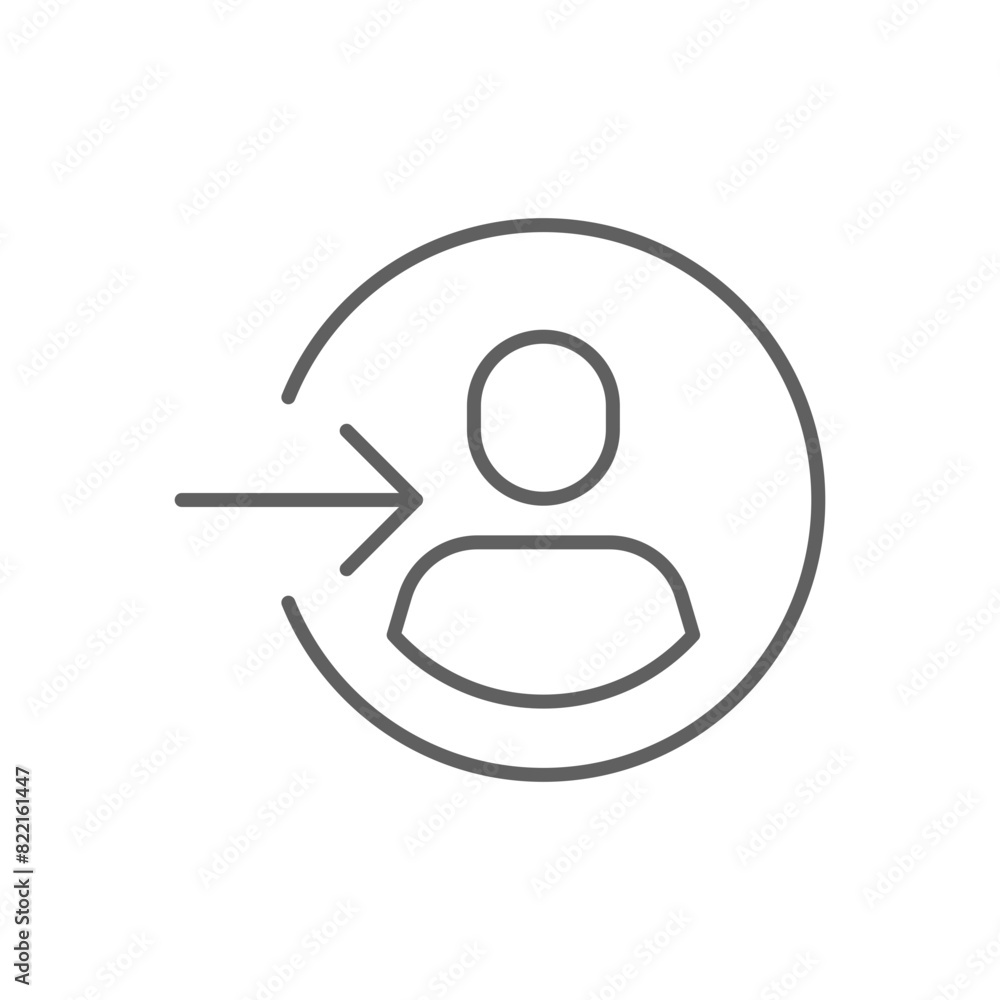 Poster login icon. simple outline style. authorize, profile log in sign, enter, user access, arrow, authent