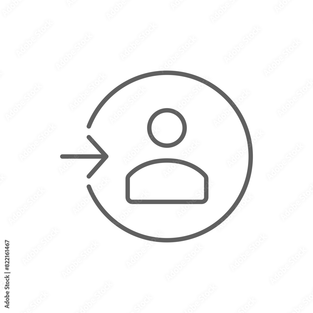 Poster login icon. simple outline style. authorize, profile log in sign, enter, user access, arrow, authent