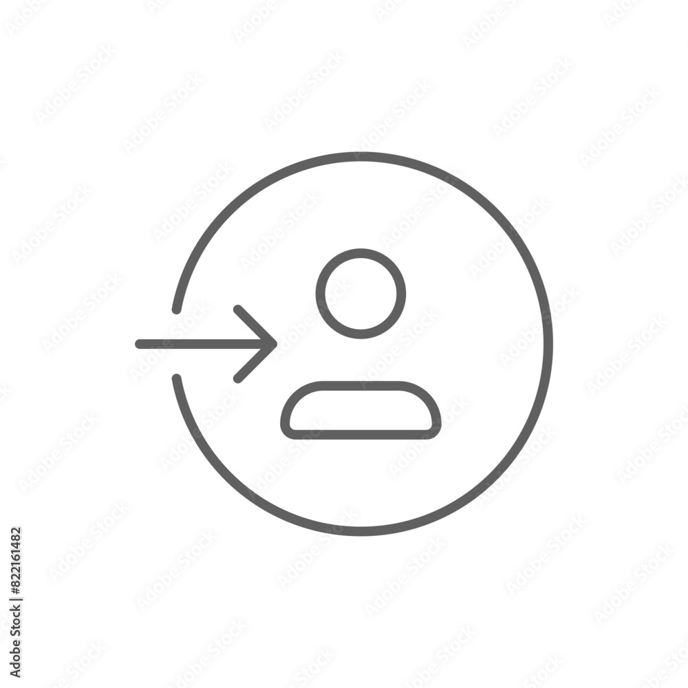 Poster login icon. simple outline style. authorize, profile log in sign, enter, user access, arrow, authent