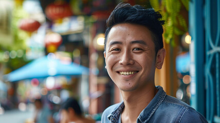 29 year old male Thai-Chinese Short Hair Smiling