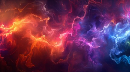 Fototapeta premium A depiction of the fleeting nature of life, featuring an abstract background with vibrant colors and dynamic shapes that slowly dissolve into dark, formless voids. This minimalist design captures the