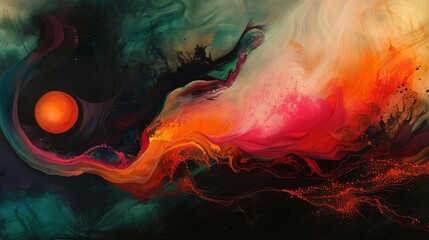 An abstract design that captures the essence of fleeting life, with vibrant colors and dynamic shapes that gradually dissolve into dark, formless voids. The minimalist style emphasizes the ephemeral