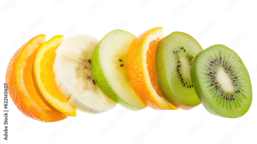 Wall mural fresh sliced fruits isolated on white or transparent png - Wall murals