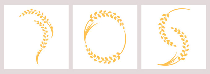 Ear of wheat or rice plant sign logo isolated on white background vector.