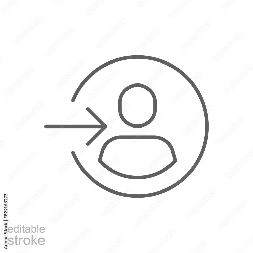 Poster login icon. simple outline style. authorize, profile log in sign, enter, user access, arrow, authent