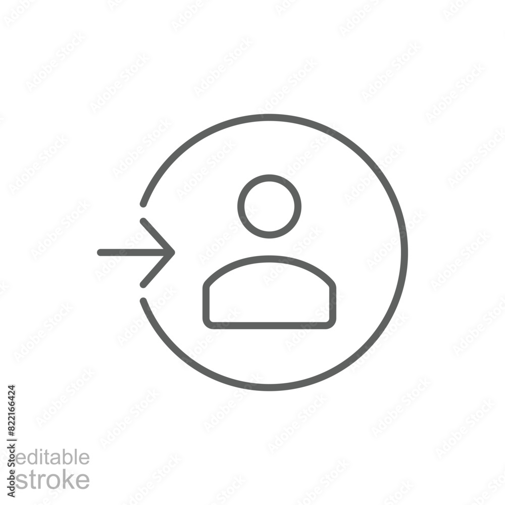 Poster login icon. simple outline style. authorize, profile log in sign, enter, user access, arrow, authent
