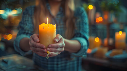 Crafting Tranquility: Candle Making Woman in Creative Bliss   A Photo Realistic Stock Concept Capturing the Artistic Craftsmanship and Joy of Candle Making hobby