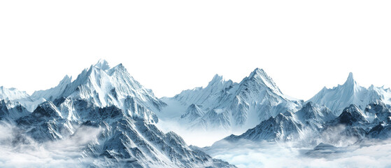 Obraz premium Snow-Covered Mountain Range in Winter on transparent