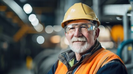 Senior male factory supervisor in safety suit
