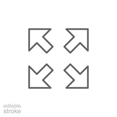 Four arrows icon. Simple outline style. Arrow, direction, square, road, traffic, option, pathway, way concept. Thin line symbol. Vector illustration isolated. Editable stroke.