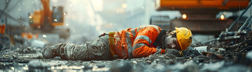 Construction Worker Napping on Site Illustrating Physical Demands of Building Projects   Photo Realistic Concept on Adobe Stock