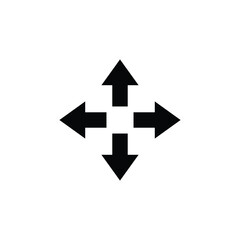 Four arrows icon. Simple solid style. Arrow, direction, square, road, traffic, option, pathway, way concept. Black silhouette, glyph symbol. Vector illustration isolated.