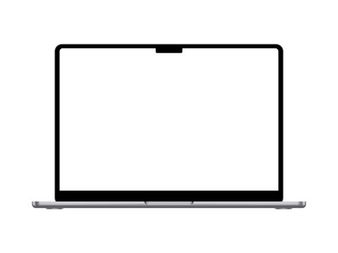 Isolated laptop mockup without background with blank screen. Stock royalty free