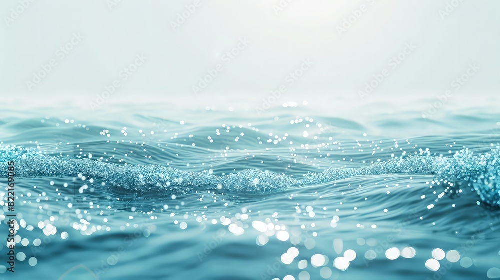 Poster a vibrant, sparkling background with a mix of deep blue and bright green hues, shimmering as if unde