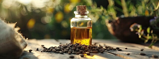Prakaxi essential oil. Selective focus