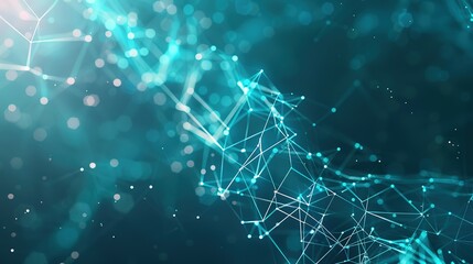 Abstract tech background with interconnected cyber cells and artificial neural connections, showcasing a quantum computing network system and global electronic intelligence.