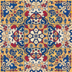 2d vector illustration colorful vintage Seamless hi res Portuguese tiles abstract Artwork
