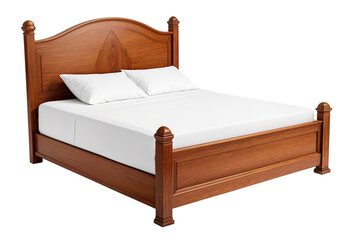 brown wood made traditional bed with white bed sheet and pillow 