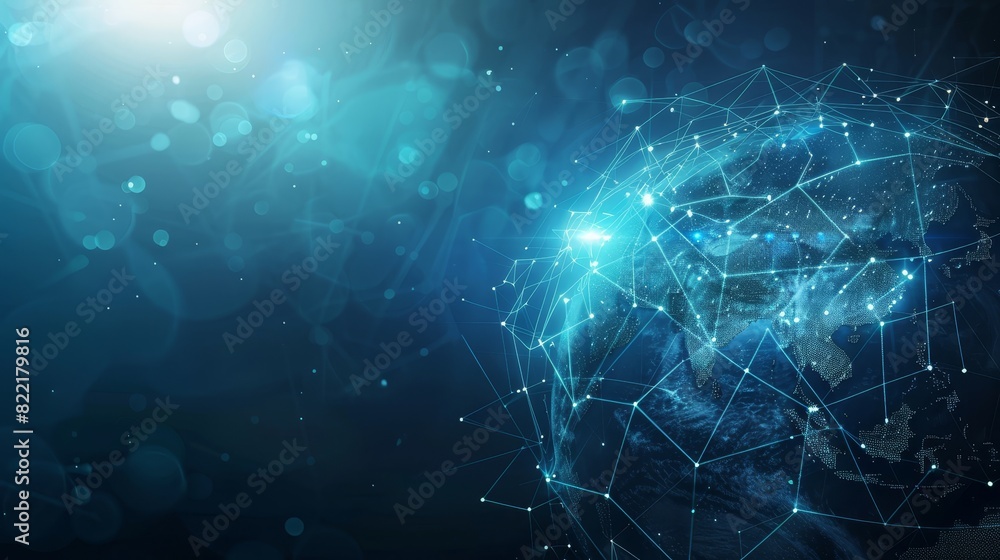 Poster an international cryptocurrency blockchain business banner concept with a futuristic hud background 