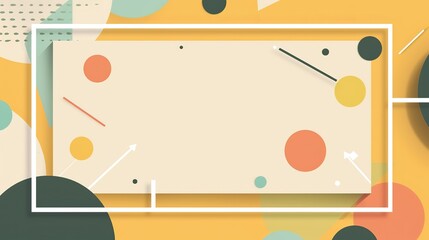 Obraz premium pastel geometric and free shape cute cartoonish page print border design, with blank empty space for mock up message background