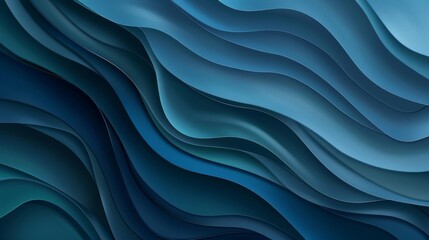 Colorful horizontal banner with waves background design in teal blue, dark blue, and slate gray tones