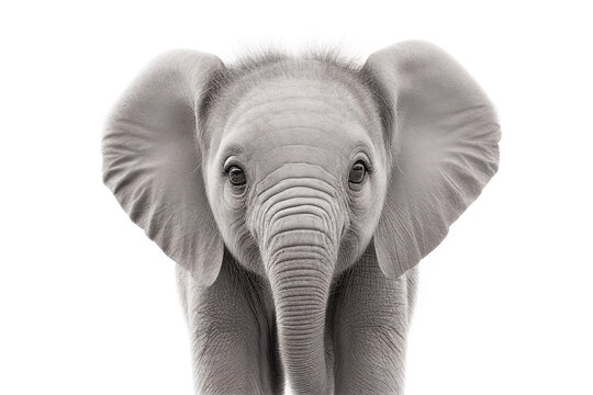 Baby elephant portrait. Generative AI illustration