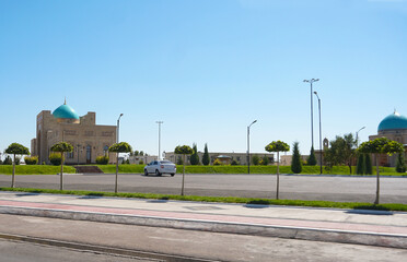 A mosque on the side of the road