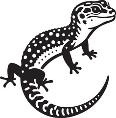 Leopard Gecko cartoon silhouette vector illustration.