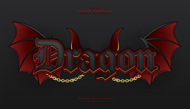 decorative editable black dragon text effect vector design