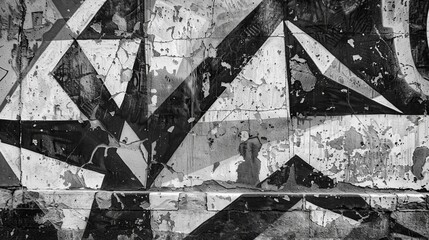 Naklejka premium Graffiti on a wall in black-and-white. Spain: Jerez, January 2018. Interesting background.