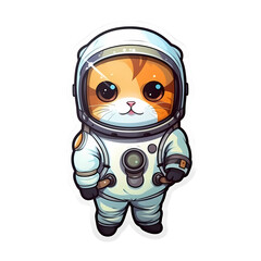 funny cute cat in astronaut suit in the galaxy sticker