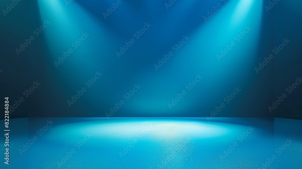 Poster light blue gradient spotlight backdrop for display of your product or artwork in a perspective studi