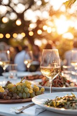 wine glasses on picnic table close-up