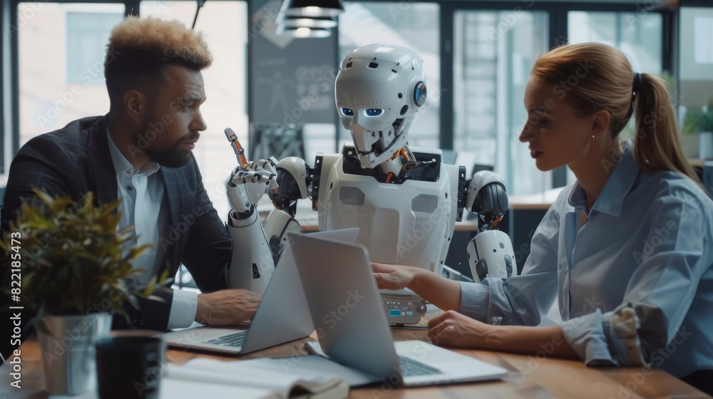 Poster the chief robotics engineer is discussing the development of a humanoid assistant with the project m