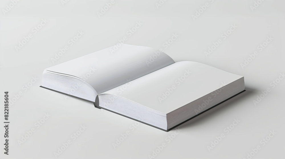 Poster rendering of a blank hardcover a4 book floating on a white background