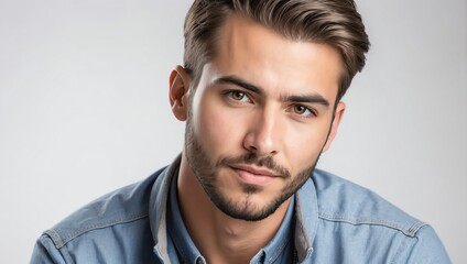 Obraz premium headshot of carpenter handsome guy model on plain white background studio from Generative AI