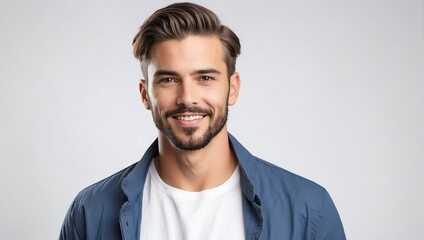 headshot of carpenter handsome guy model on plain white background studio from Generative AI