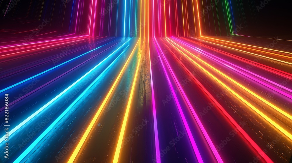 Poster abstract background with colorful spectrum. bright neon rays and glowing lines.