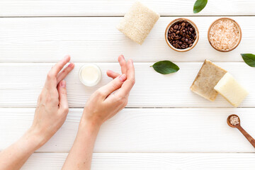 Gardening at home. Passion fruit seedlings in peat pots, top view