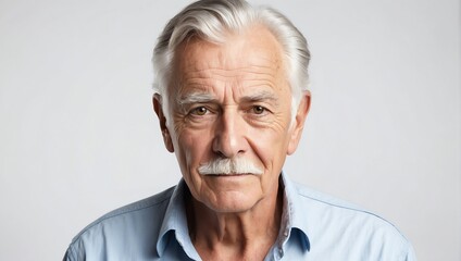 headshot of elderly handsome guy model on plain white background studio from Generative AI