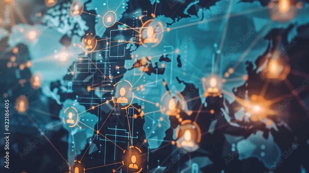 Aufkleber global business structure of networking. data analysis and data exchange, customer connection, hr re