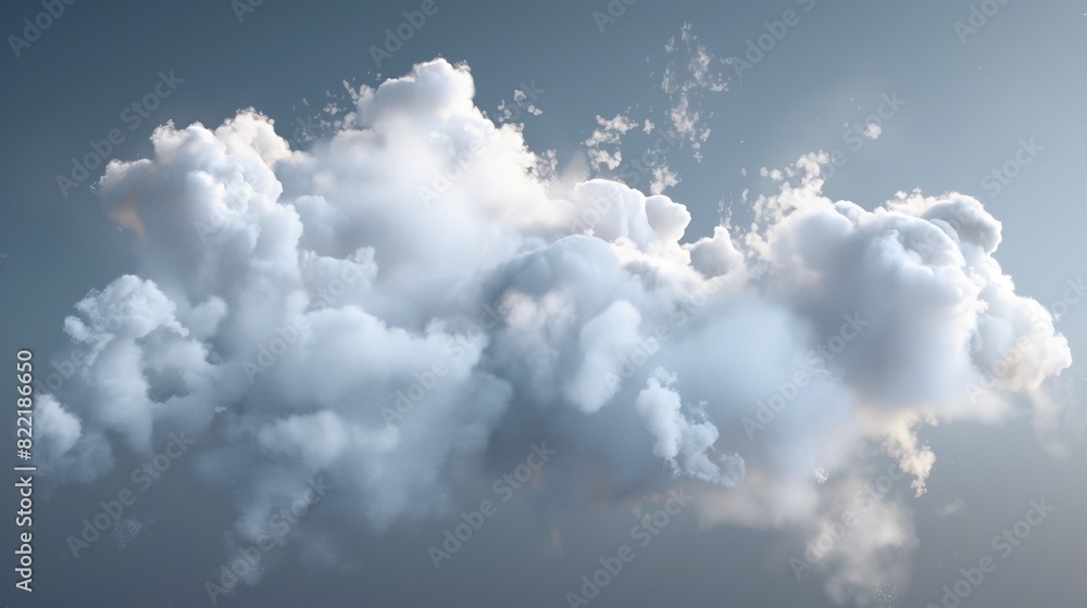 Aufkleber an effect of steam condensation cumulus cloudiness presented in a 3d rendering in png format