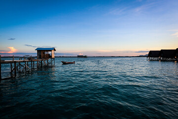 scene of water chalet in Semporna Sabah Malaysia