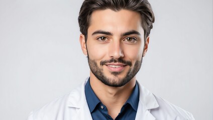 headshot of pharmacist handsome guy model on plain white background studio from Generative AI